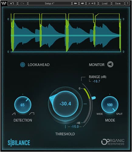 Waves Sibilance vocal de-esser plugin