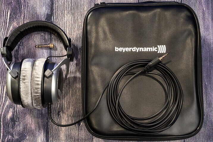 DT 880 Pro headphones with accessories