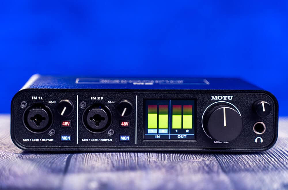 Motu M2 audio interface (front panel)