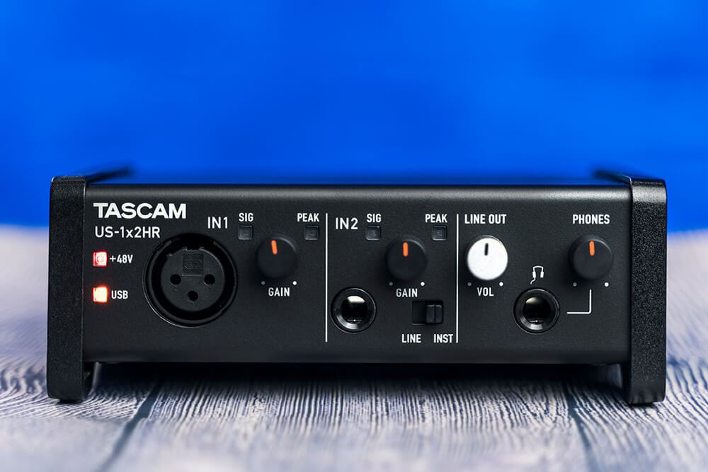 Tascam US-1x2HR USB audio interface (front panel)