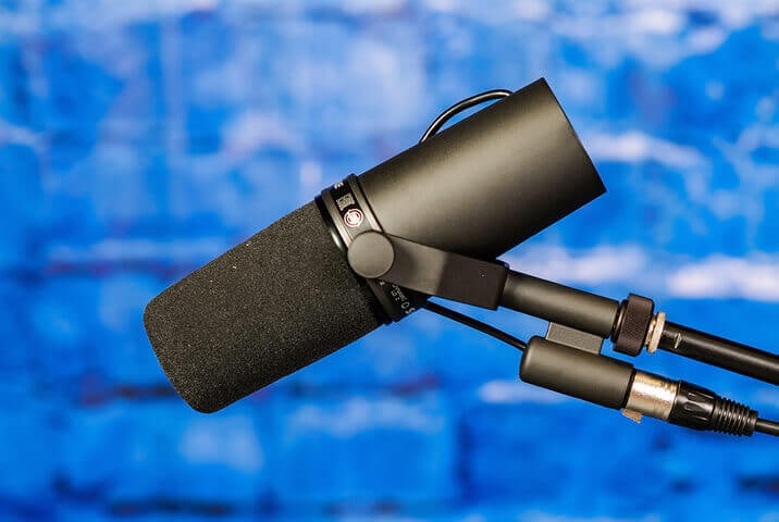 Shure SM7B on microphone stand