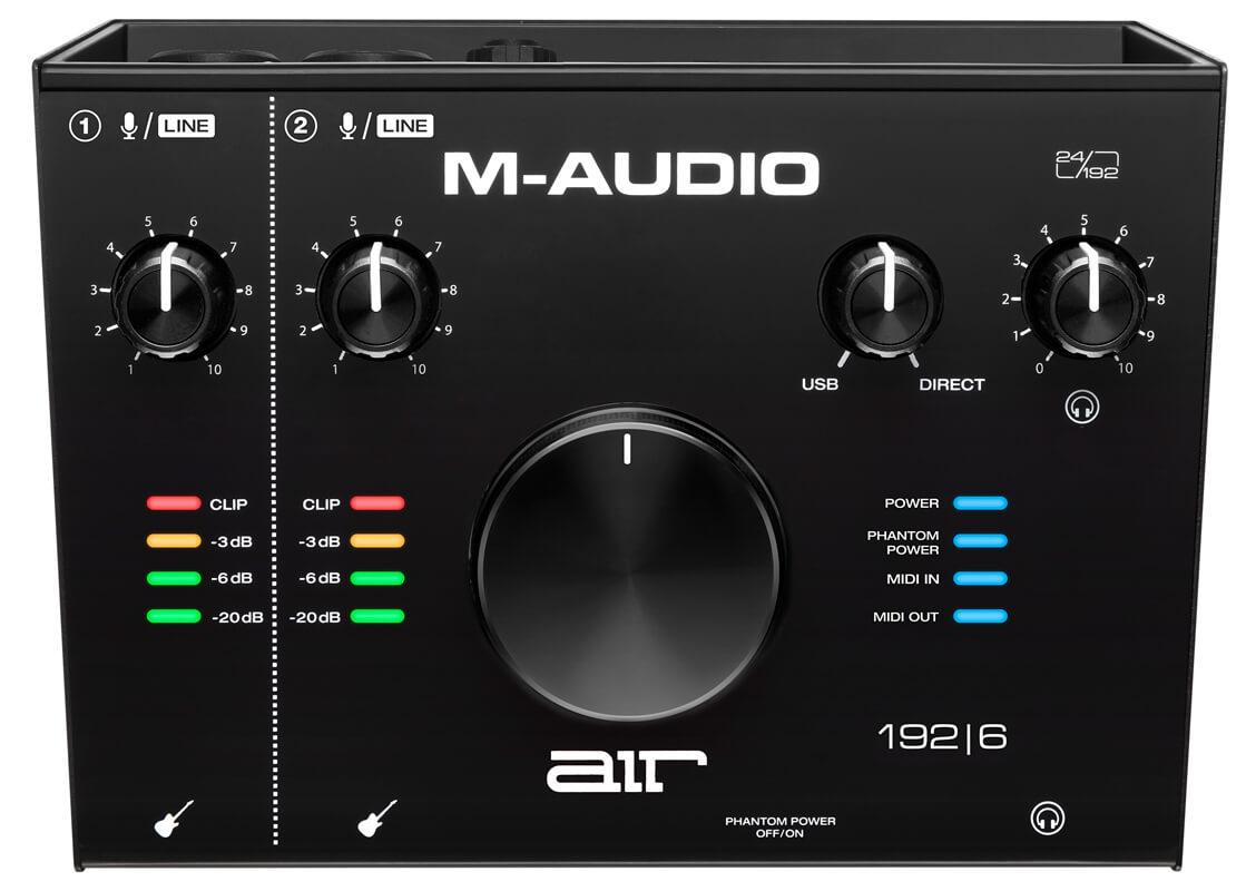 M-Audio AIR 192|6 audio interface (top panel closeup)