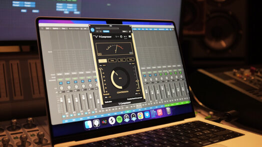 music production on a laptop