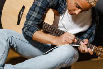 musician finishing the song