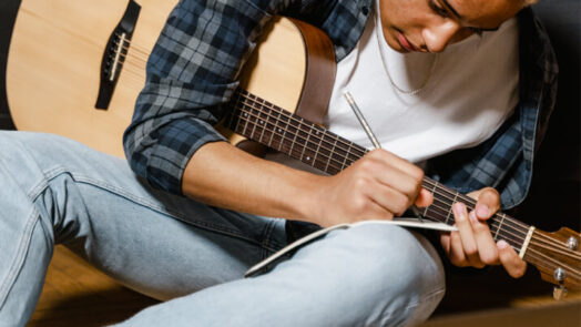 musician finishing the song