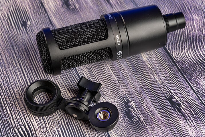 AT2020 microphone with a stand mount