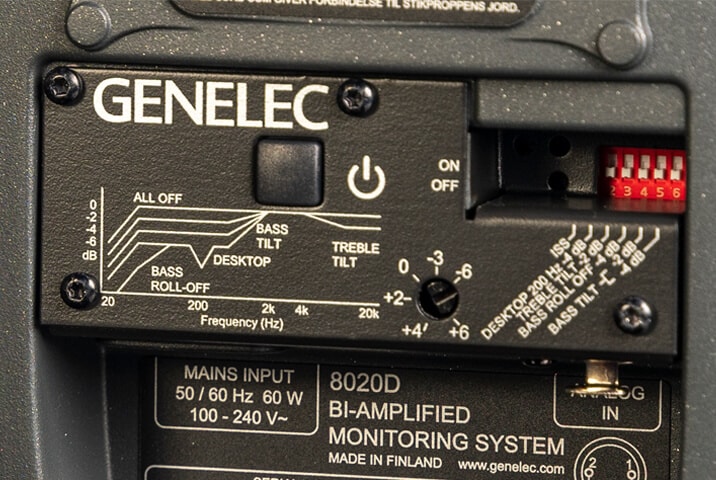 Genelec 8020D rear panel closeup