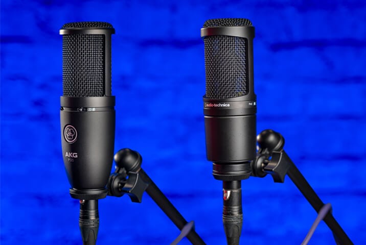 AKG P120 and Audio-Technica AT2020 microphones