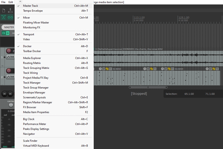 Reaper enabling Master Track
