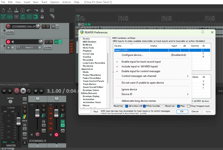 enabling MIDI keyboard in Reaper (2)