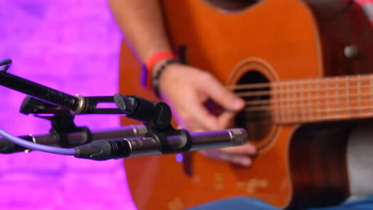 pair of AKG C451 B in recording acoustic guitar